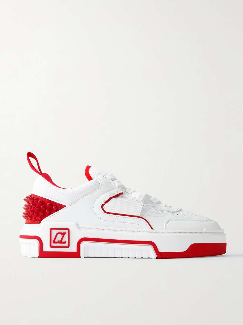 Christian Louboutin Astroloubi Stud-embellished Leather And Mesh Sneakers