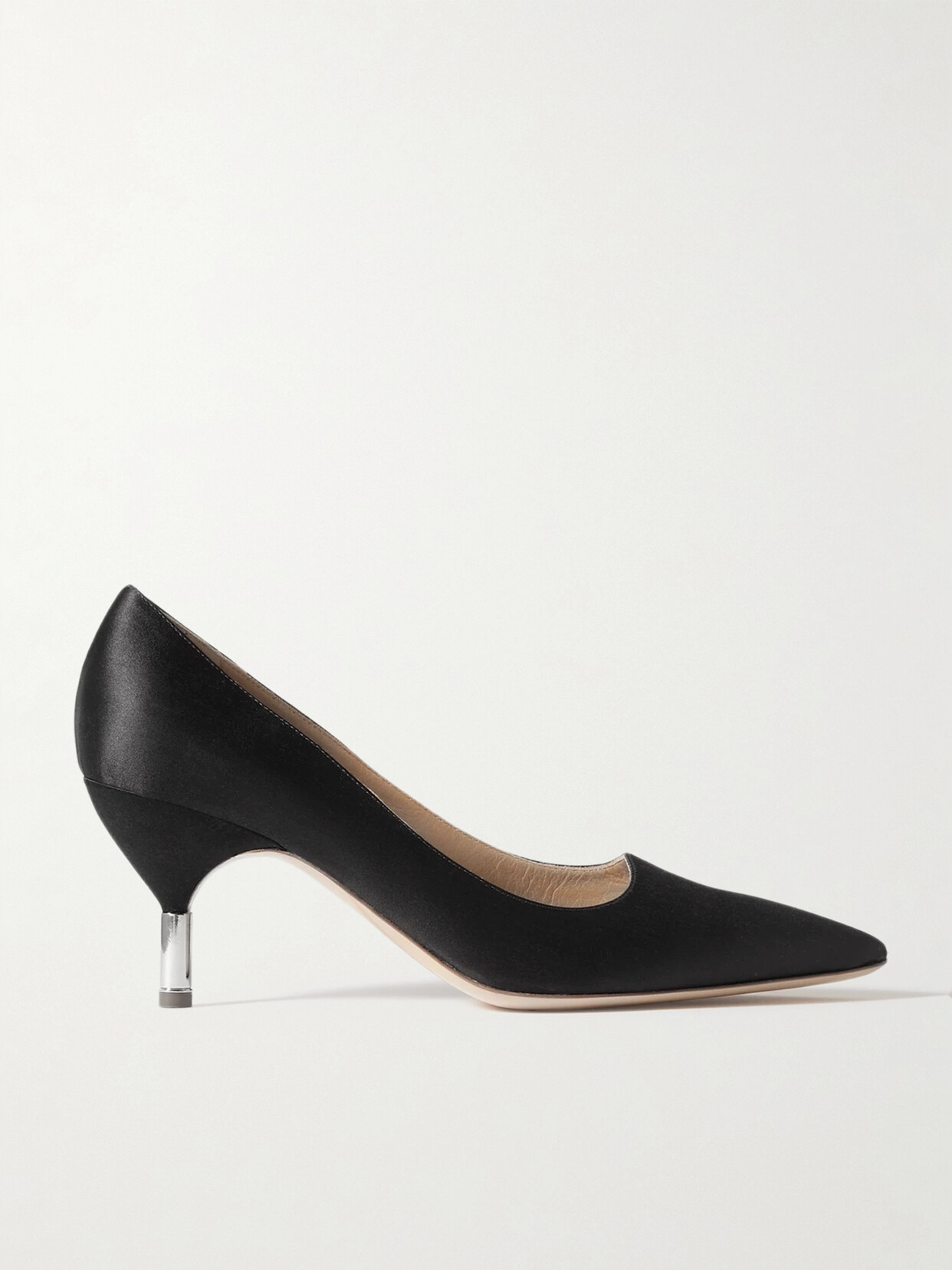 Shop Gabriela Hearst + Net Sustain Inaya Embellished Satin Pumps In Black