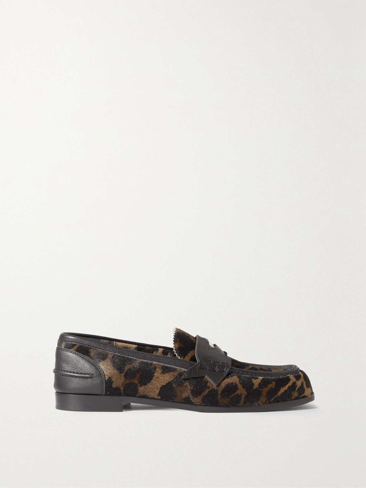 Shop Christian Louboutin Penny Donna Embellished Leather-trimmed Leopard-print Goat Hair Loafers In Animal Print