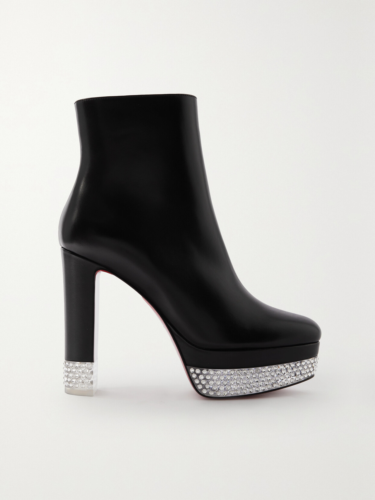 Christian Louboutin - Cassandribooty Alta 130 Crystal-embellished Leather Platform Ankle Boots - Black