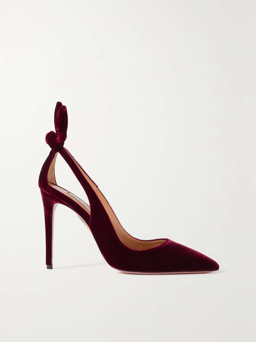 Aquazzura Bow Tie 105 Velvet Pumps