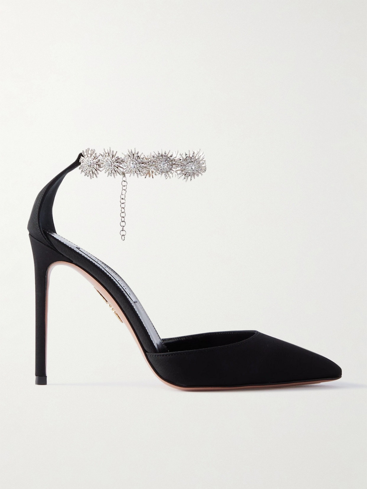 Aquazzura Comet 105 Crystal-embellished Faille Sandals In Black