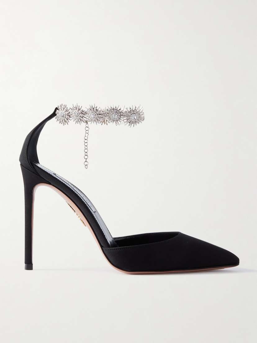 Aquazzura Comet 105 Crystal-embellished Faille Sandals