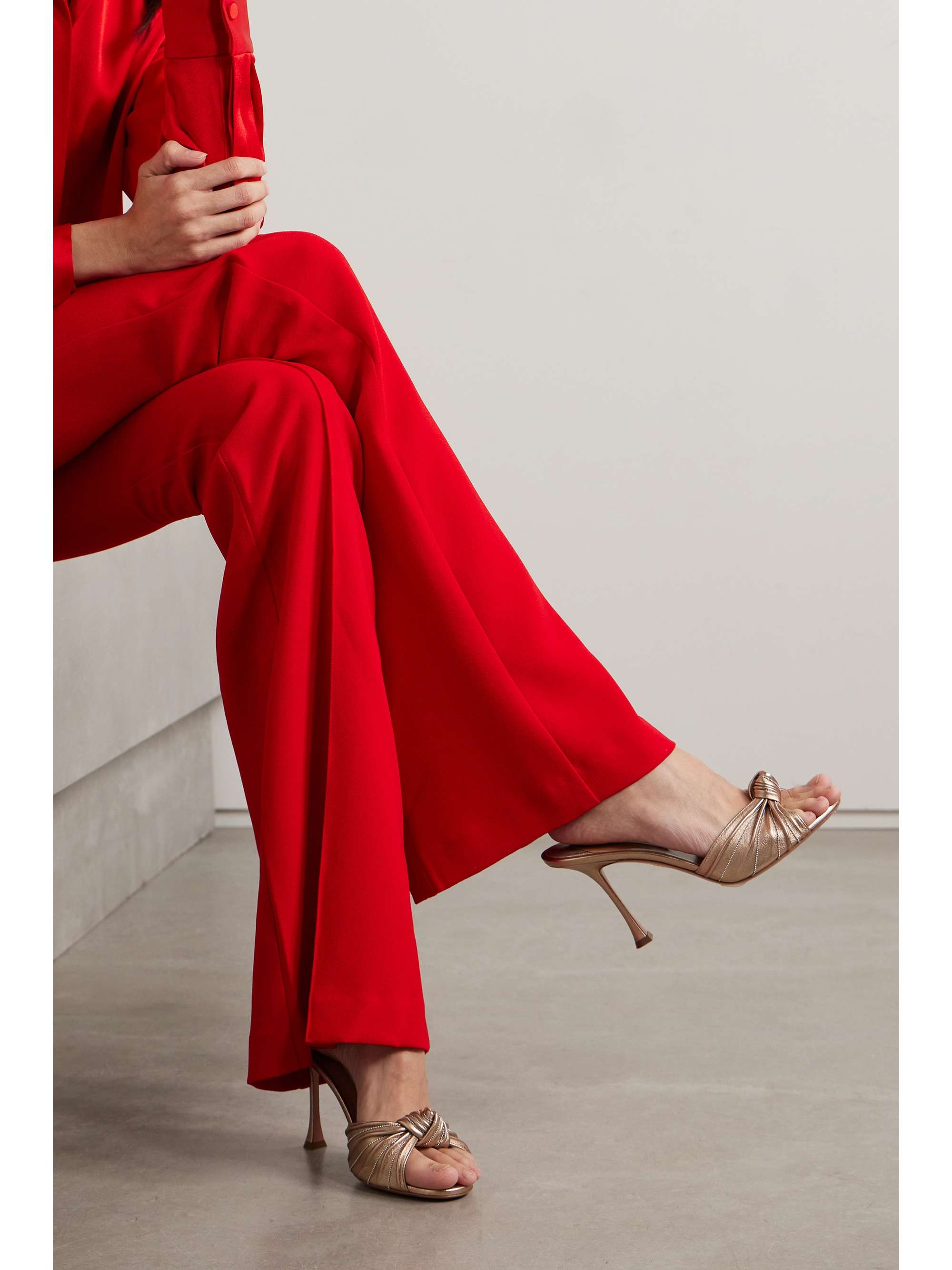 AQUAZZURA Atelier 95 embellished knotted metallic leather