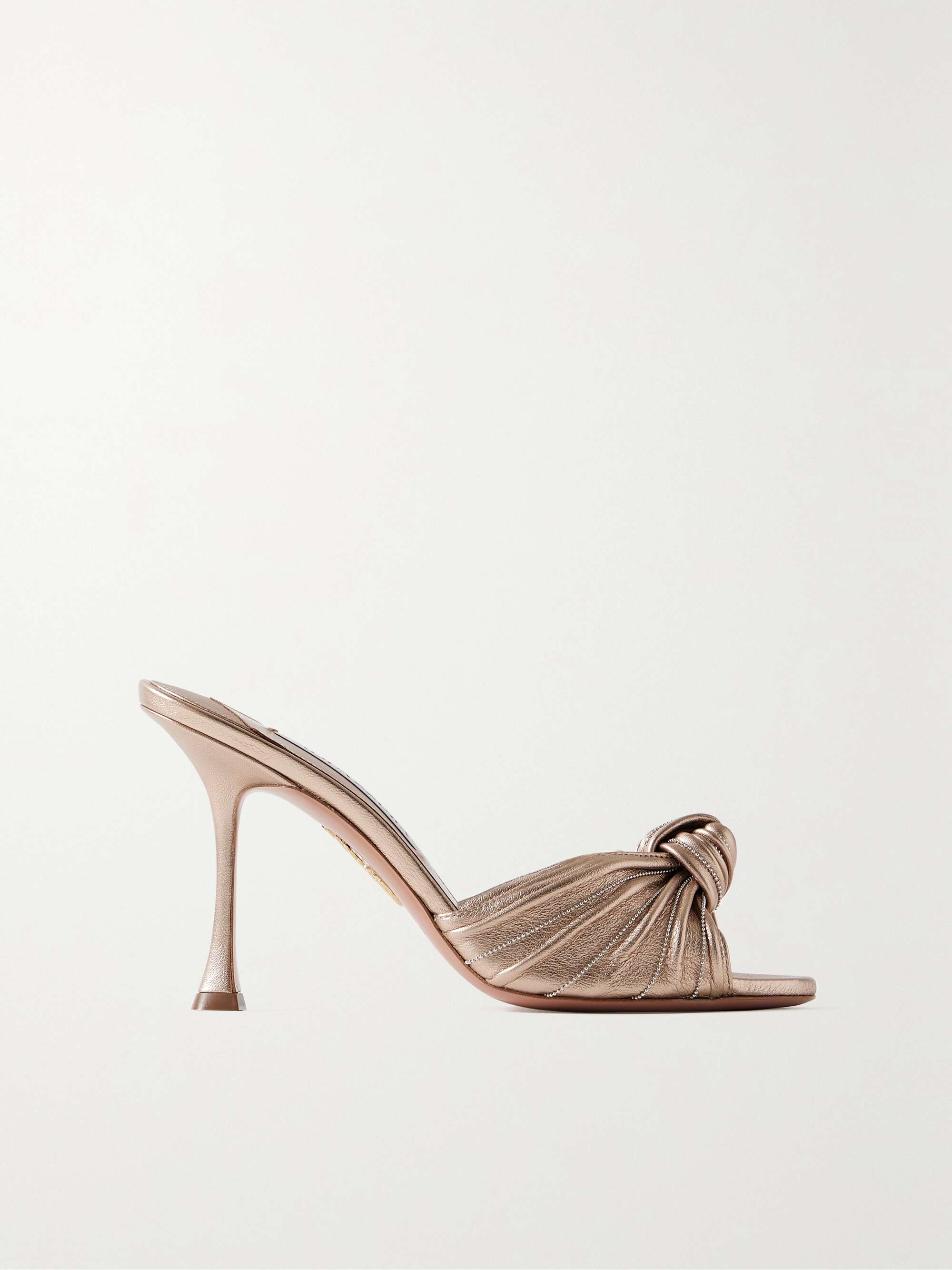 AQUAZZURA Atelier 95 embellished knotted metallic leather