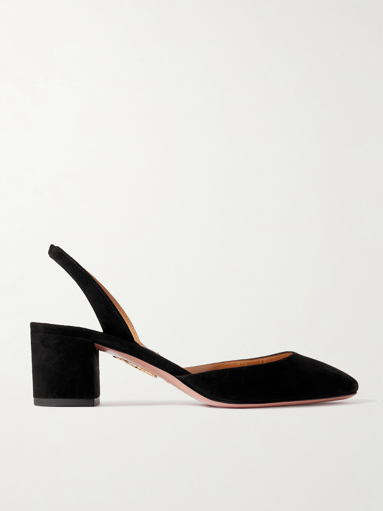 Aquazzura Talita 50 Suede Slingback Pumps - Black