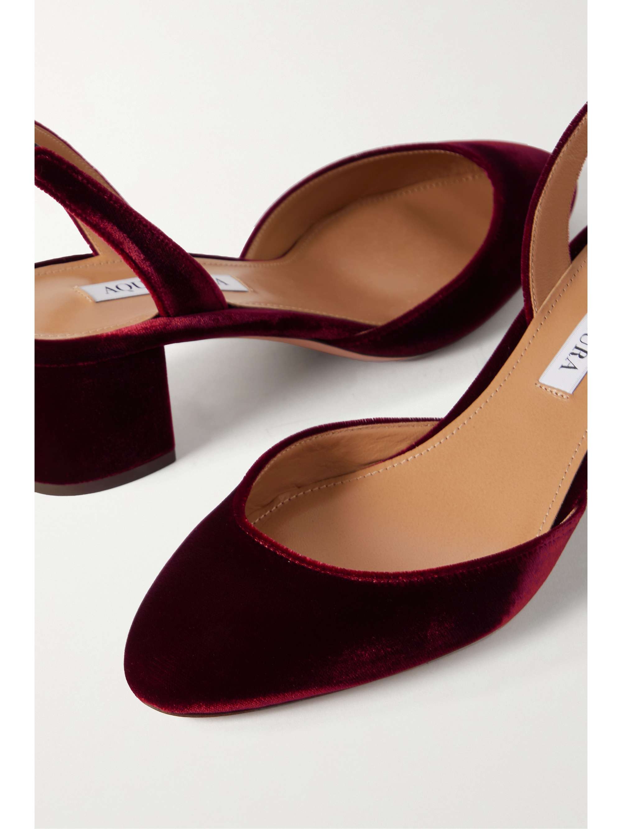 AQUAZZURA Talita 50 velvet slingback pumps NETAPORTER
