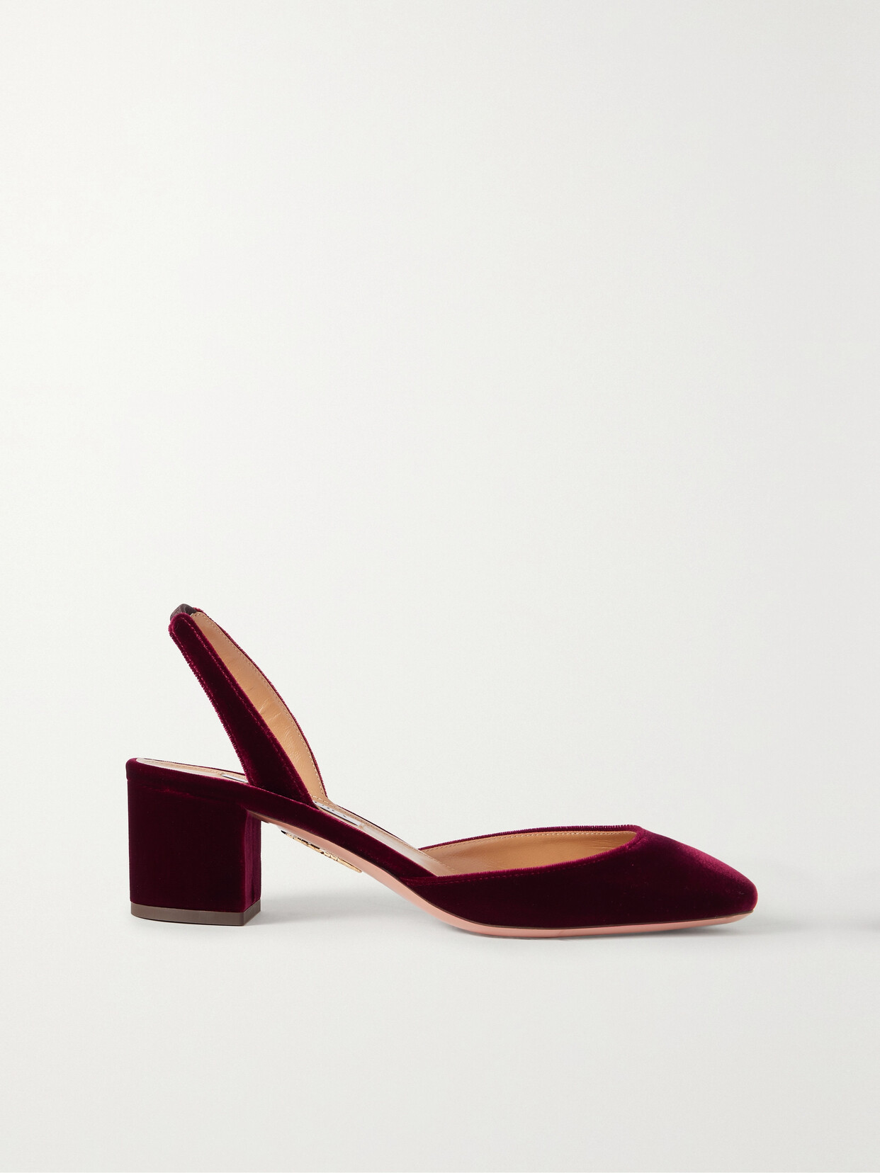 Aquazzura Talita 50 Velvet Slingback Pumps - Burgundy