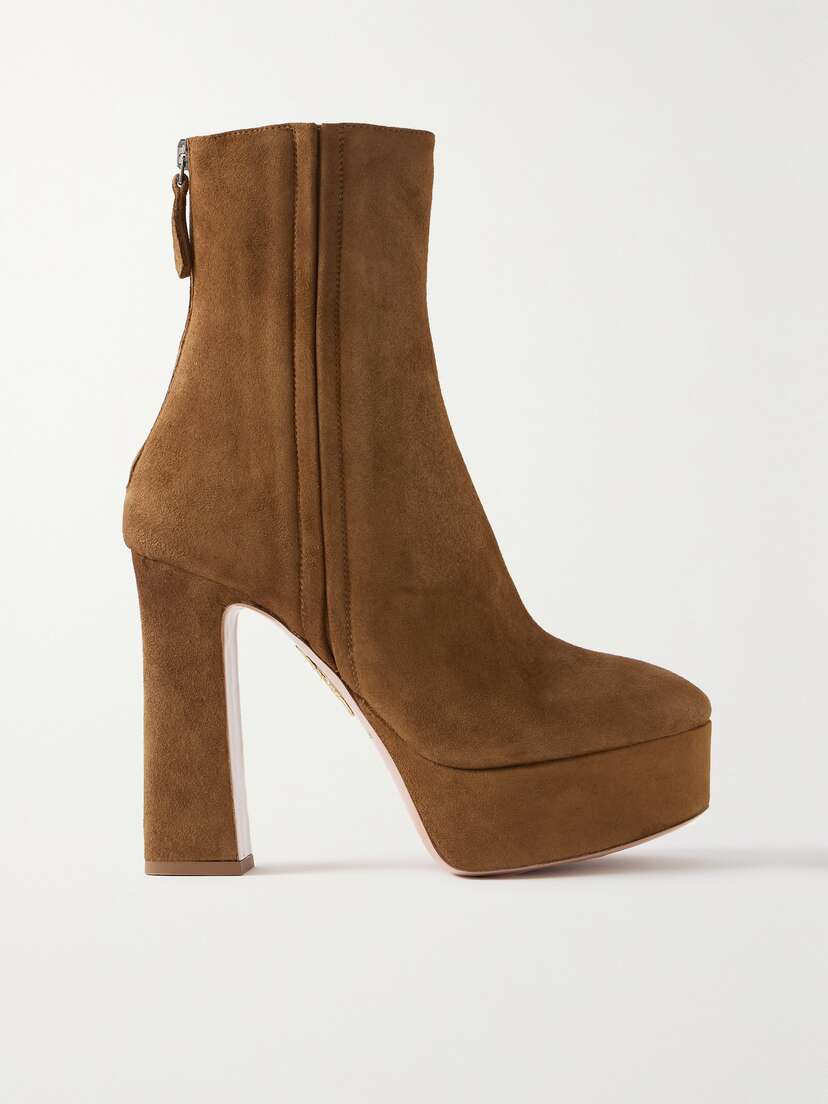 Aquazzura Groove 120 Suede Platform Ankle Boots