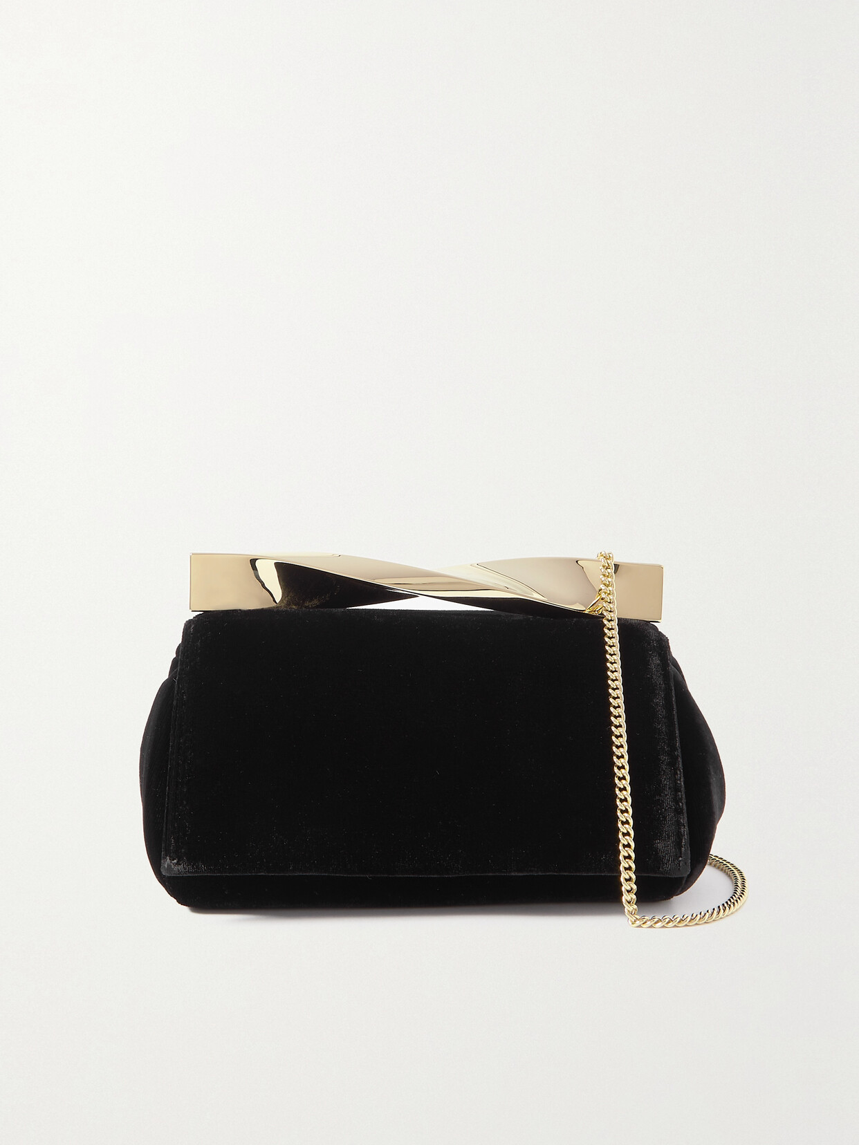 AQUAZZURA TWIST GOLD-TONE VELVET CLUTCH