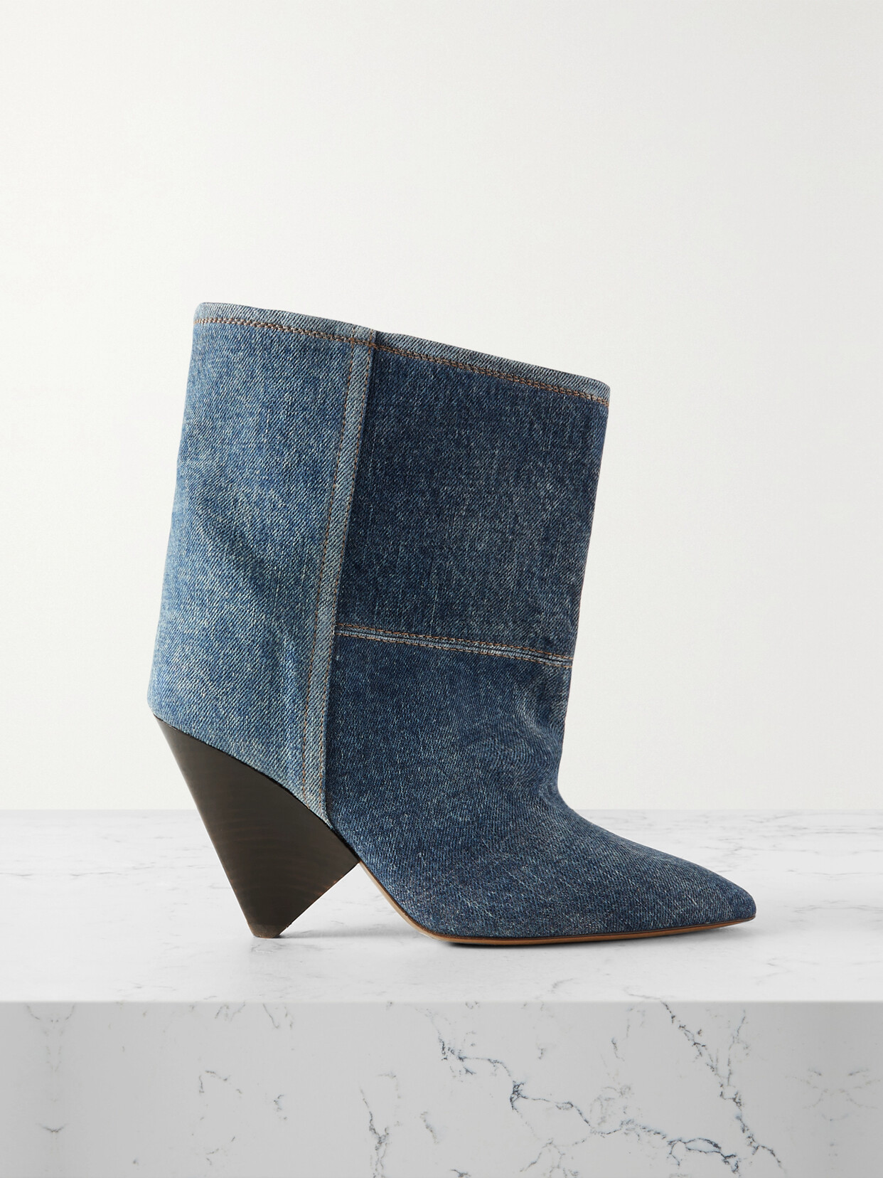 Shop Isabel Marant Miyako Two-tone Denim Ankle Boots In Blue