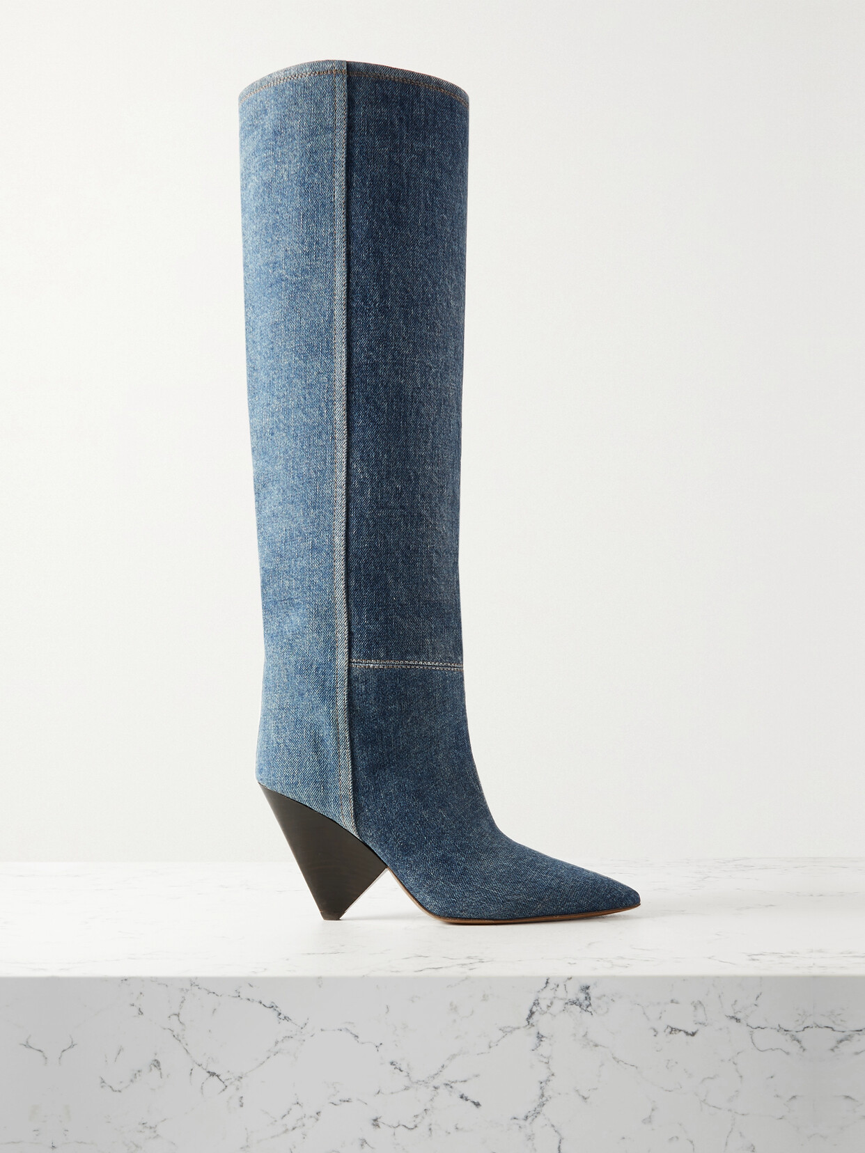 Isabel Marant - Lakita Two-tone Denim Knee Boots - Blue