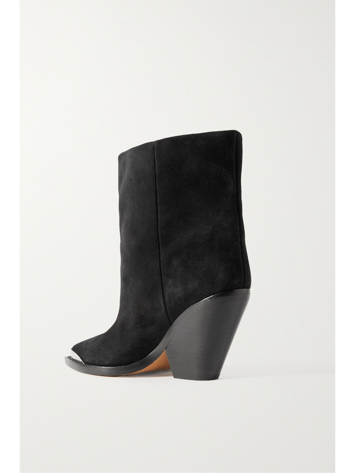 Isabel Marant Leather Ankle Boots With Cone Heel And Metal Detail In Black