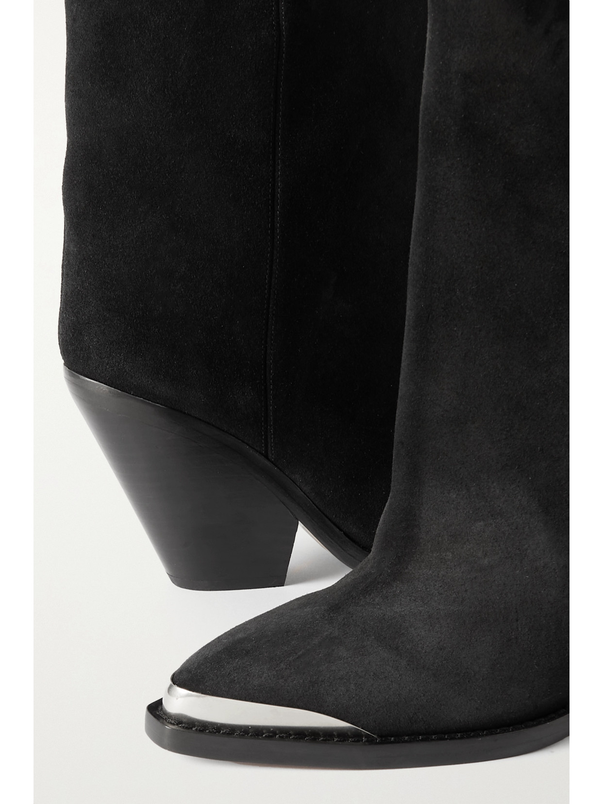 Isabel Marant Leather Ankle Boots With Cone Heel And Metal Detail In Black