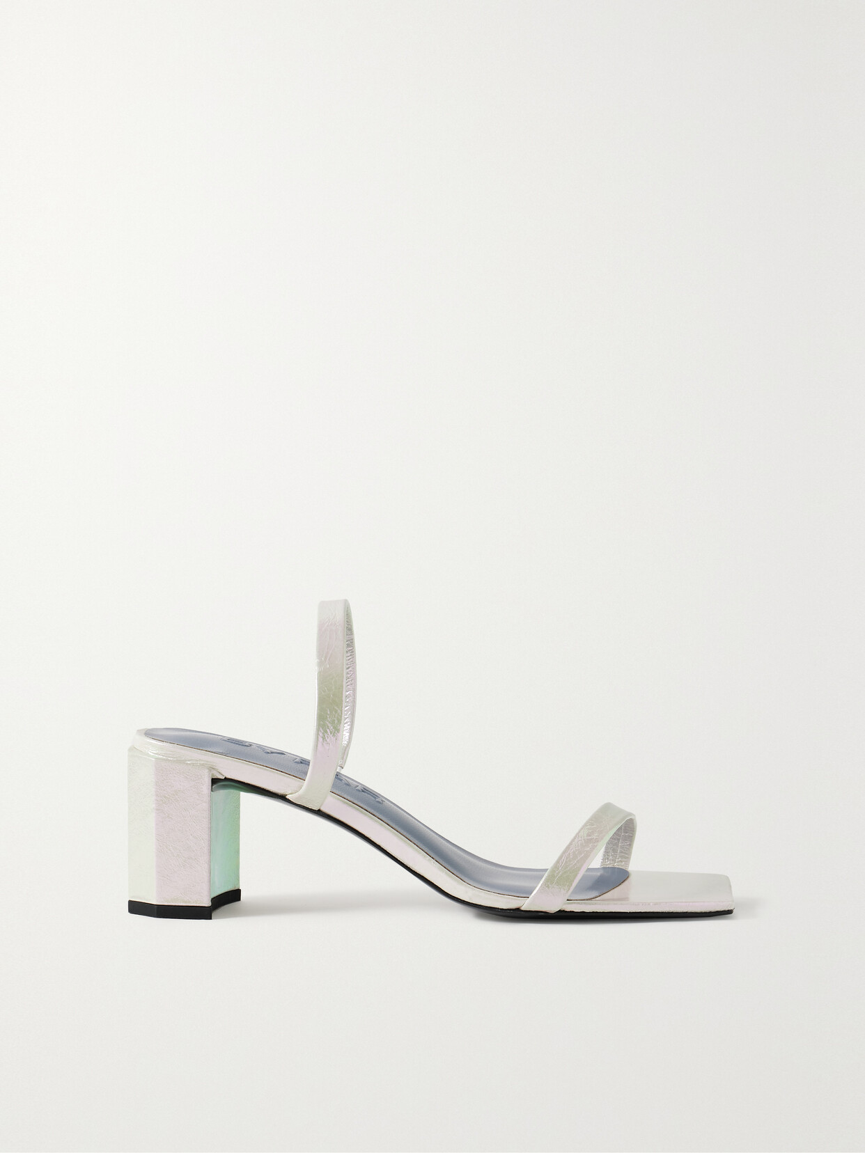BY FAR Tanya Metallic Crinkled-leather Sandals - White