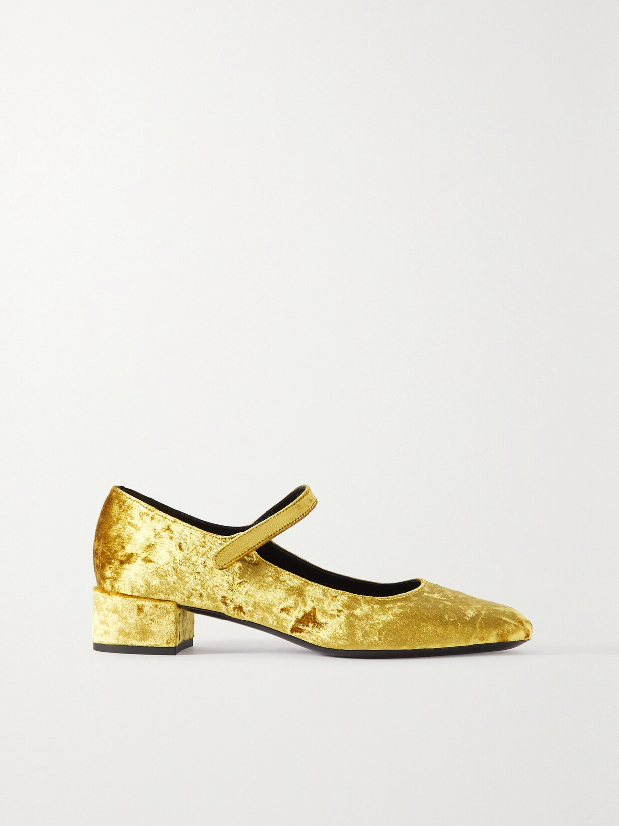 BY FAR - Ginny Crushed-velvet Mary Jane Pumps - Gold