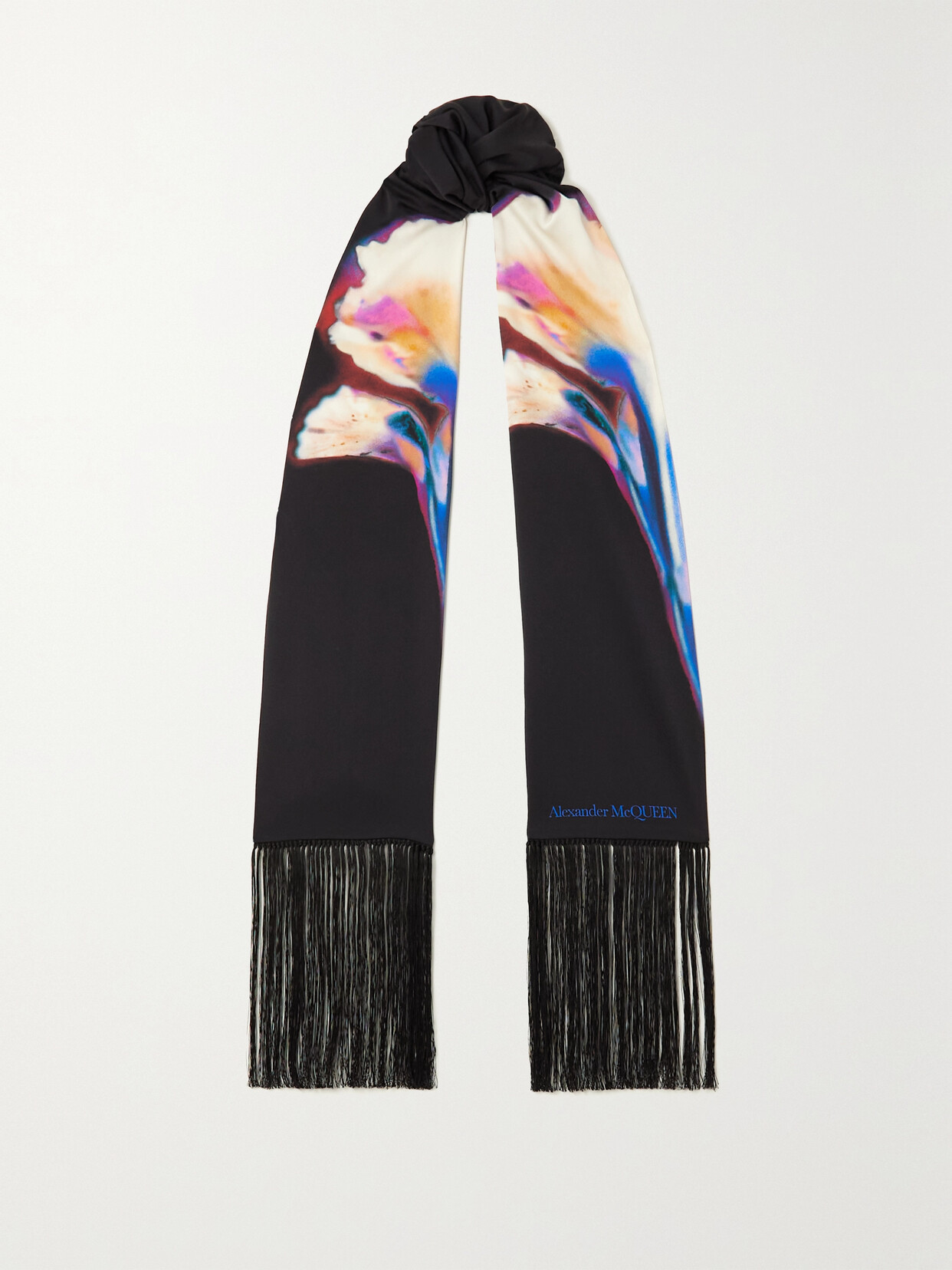 Alexander McQueen - Fringed Printed Silk Scarf - Pink