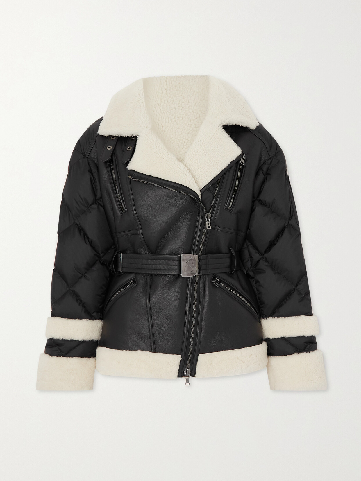 Bogner - Luna Belted Shearling And Quilted Shell Down Jacket - Black