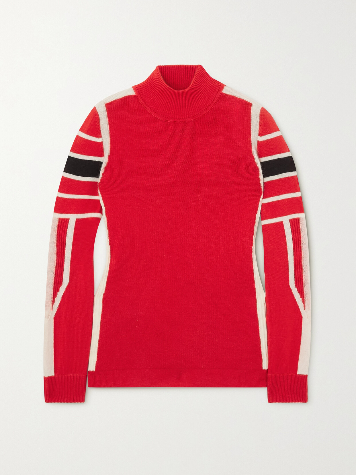 Bogner - Esra Striped Intarsia Wool Turtleneck Sweater - Red