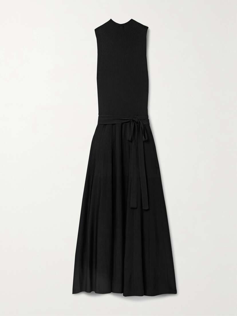 Another Tomorrow + Net Sustain Belted Knitted Maxi Dress