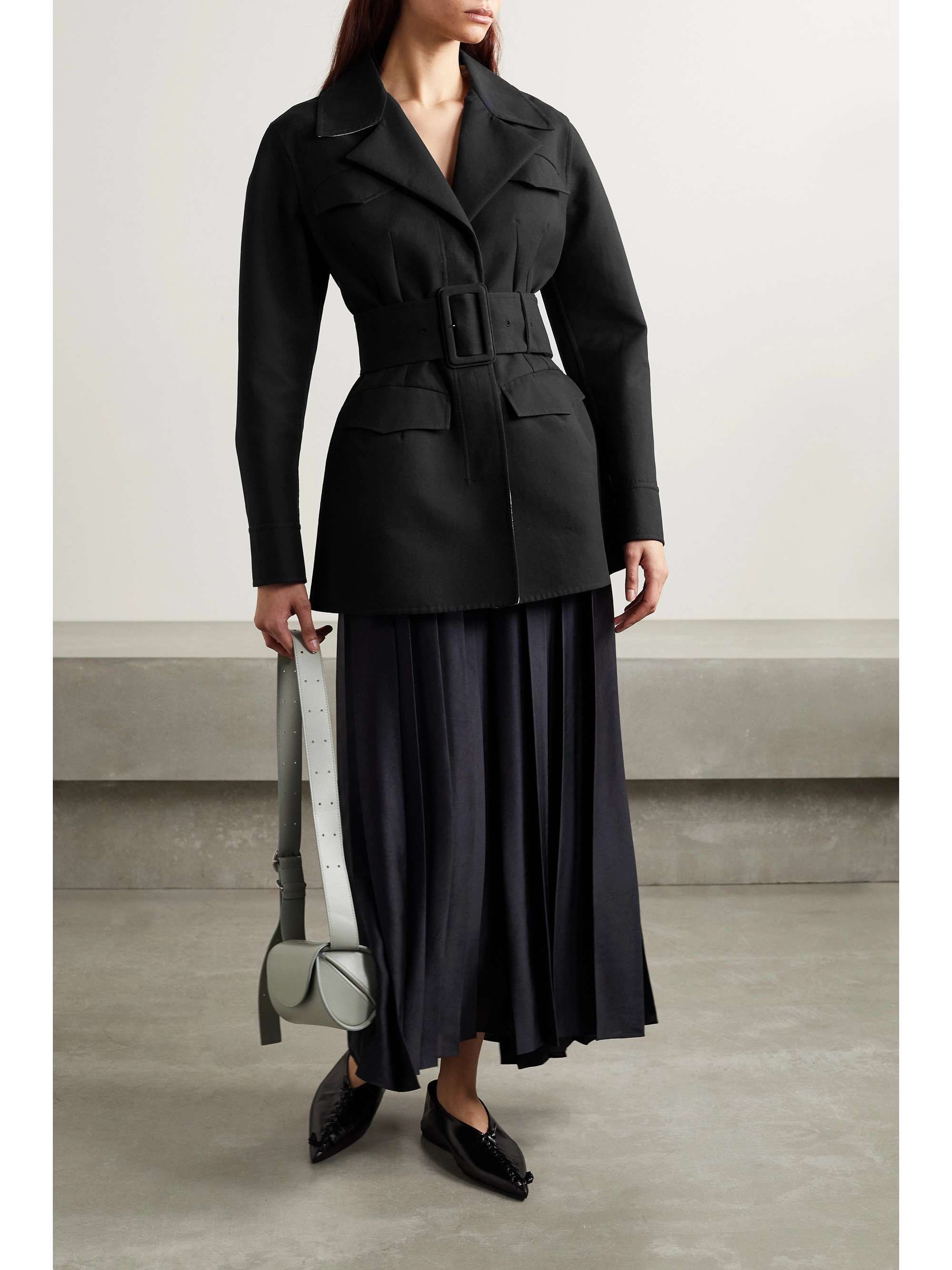 ANOTHER TOMORROW Belted cotton blazer