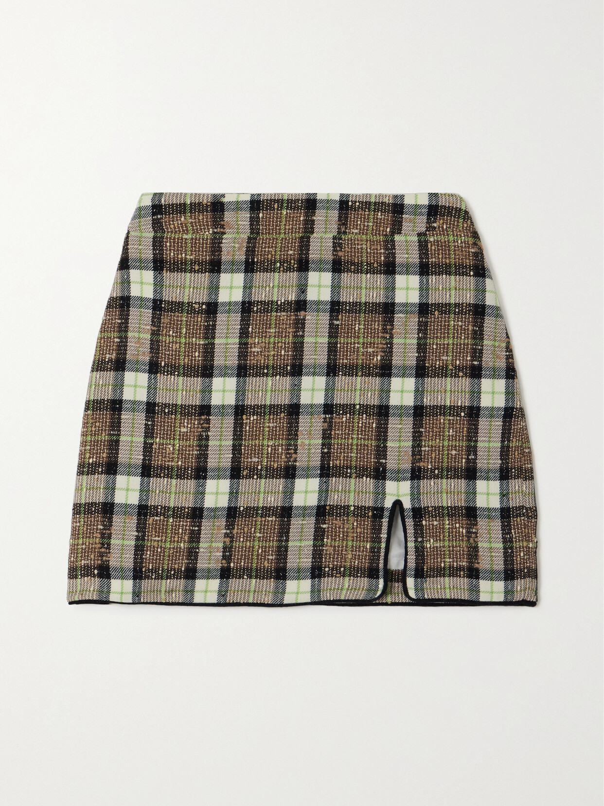 Rowen Rose - Checked Tweed Mini Skirt - Brown