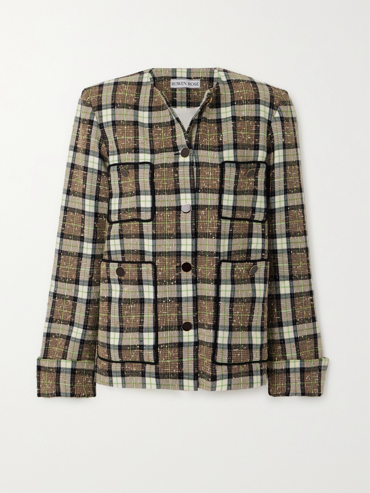 Rowen Rose Checked Tweed Jacket - Brown