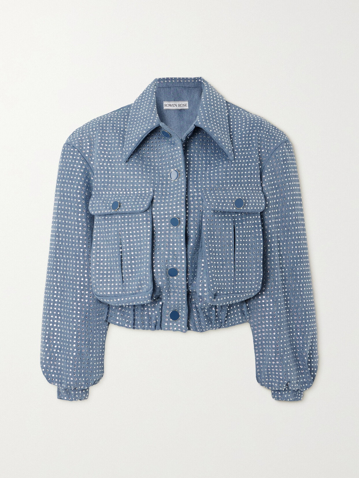 Rowen Rose Sequin-embellished Denim Bomber Jacket - Blue