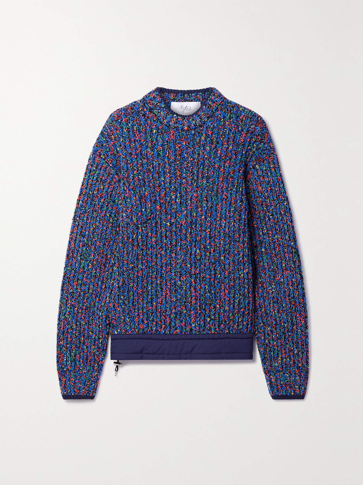 Aztech Mountain Shell-trimmed Ribbed-knit Sweater In Blue