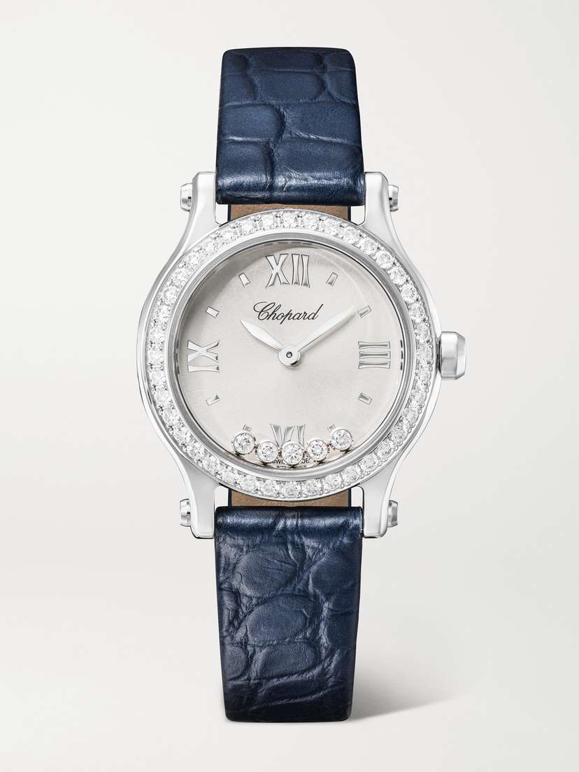 Chopard Happy Sport 25mm Stainless Steel, Alligator And Diamond Watch