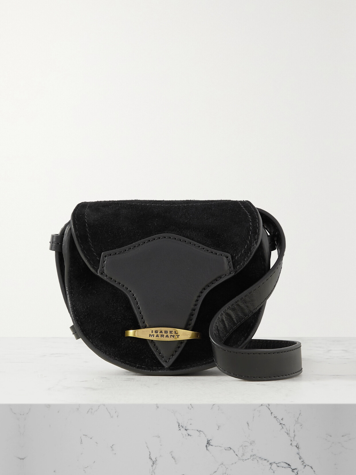 Isabel Marant - Botsy Mini Leather-trimmed Suede Shoulder Bag - Black