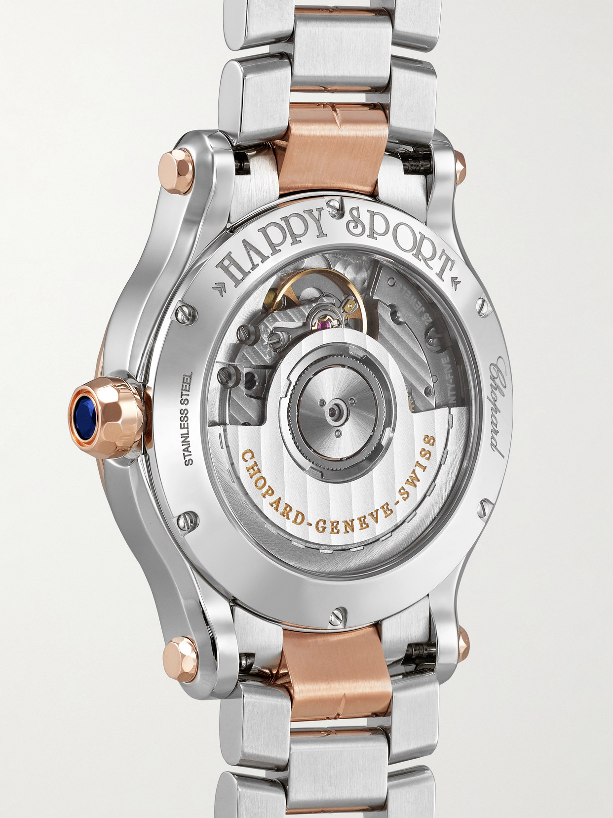 Chopard Happy Sport Automatic 36mm 18-karat Rose Gold, Stainless Steel And Diamond Watch In Gold