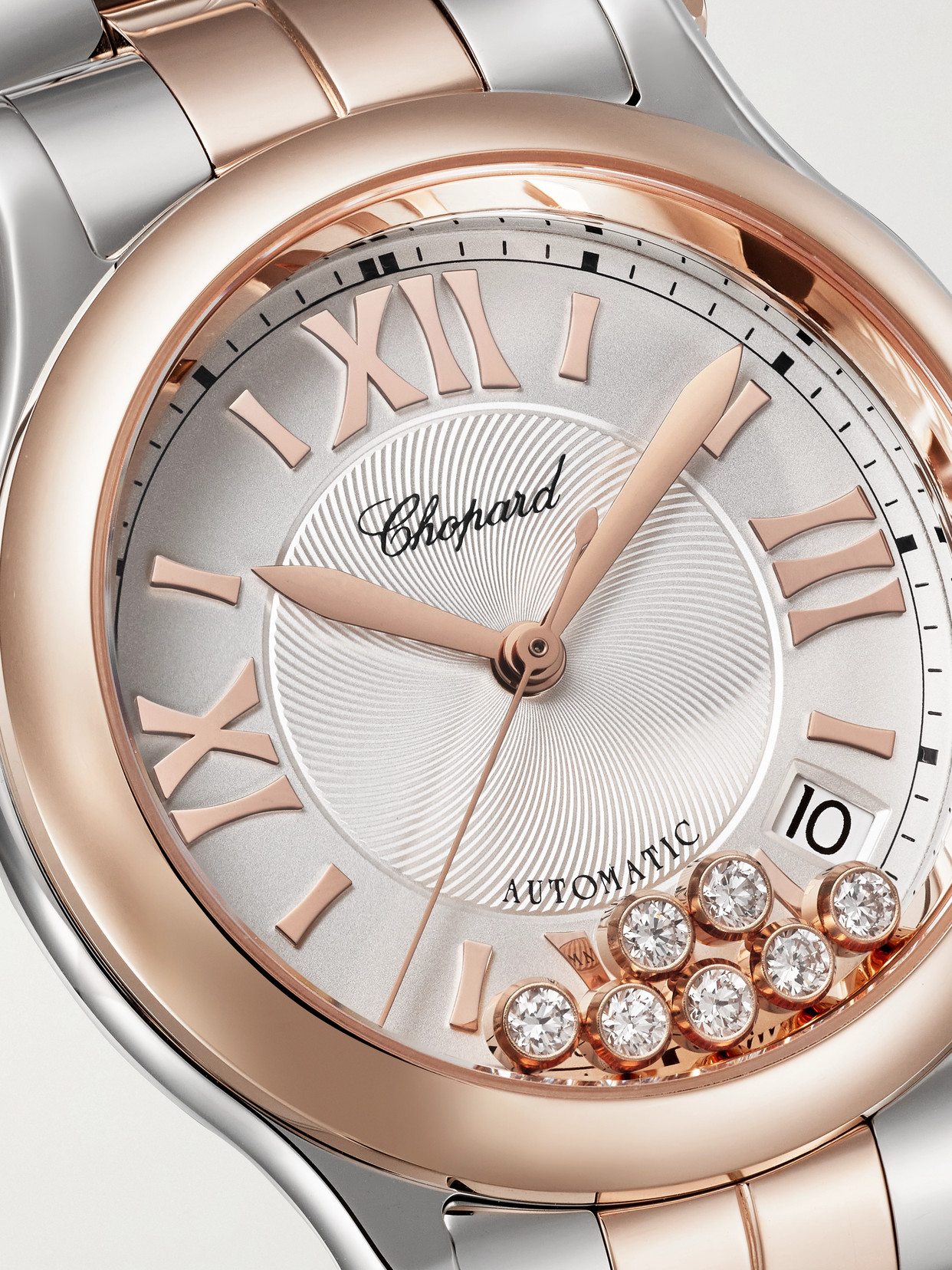 Shop Chopard Happy Sport Automatic 36mm 18-karat Rose Gold, Stainless Steel And Diamond Watch