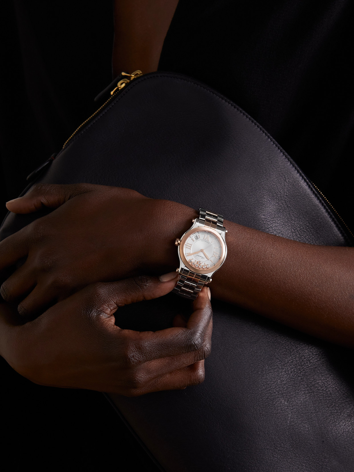 Chopard Happy Sport Automatic 36mm 18-karat Rose Gold, Stainless Steel And Diamond Watch In Gold