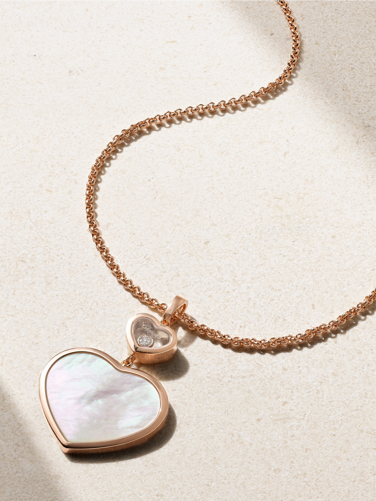 Chopard Happy Hearts 18-karat Rose Gold, Mother-of-pearl And Diamond Necklace