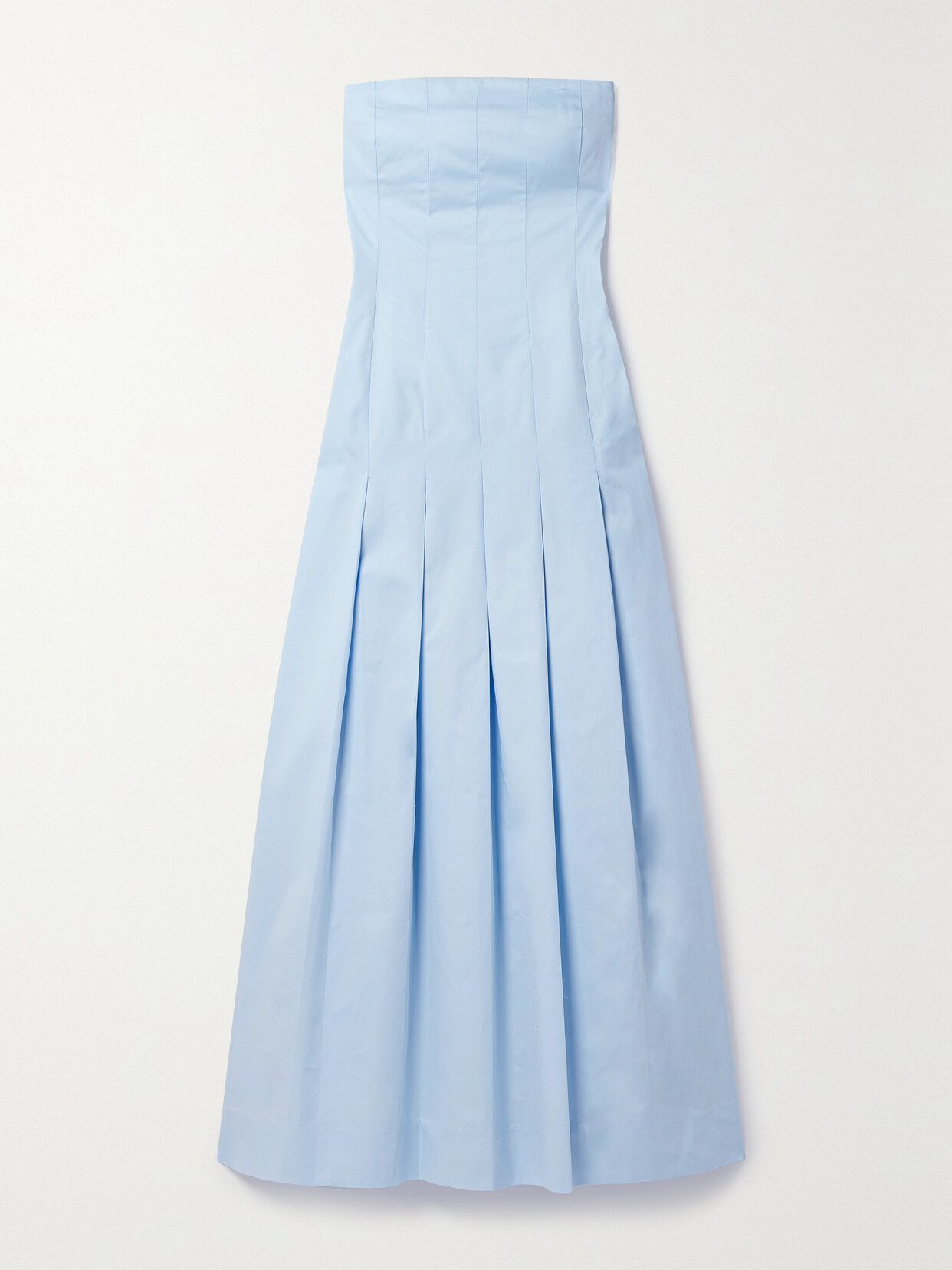 BEARE PARK - Strapless Pleated Cotton-twill Maxi Dress - Blue