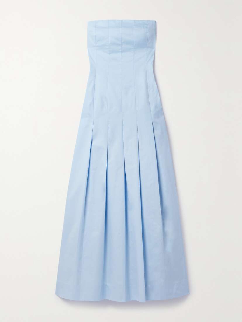 BEARE PARK Strapless Pleated Cotton-twill Maxi Dress - UK 16