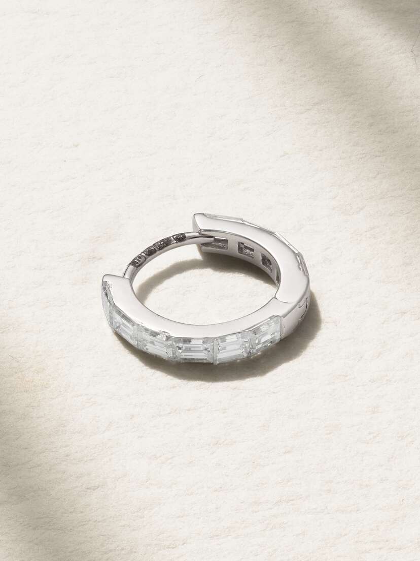 MARIA TASH Eternity 8mm 18-karat White Gold Diamond Single Hoop Earring