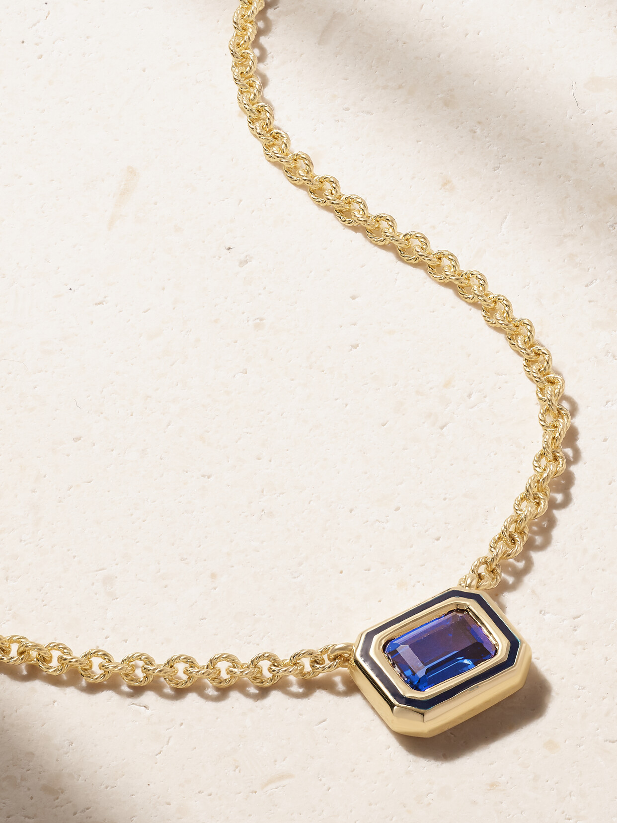 Alison Lou Madison 14-karat Gold, Laboratory-grown Sapphire And Enamel Necklace In Blue