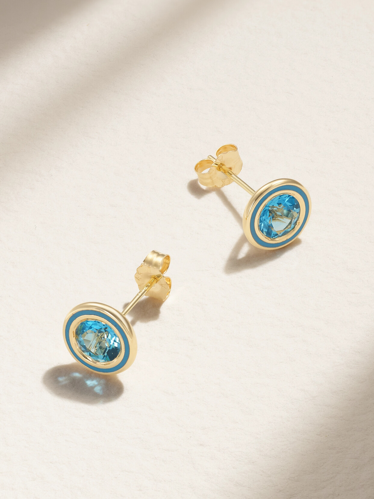 Alison Lou - Madison 14-karat Gold, Laboratory-grown Topaz And Enamel Earrings - Blue