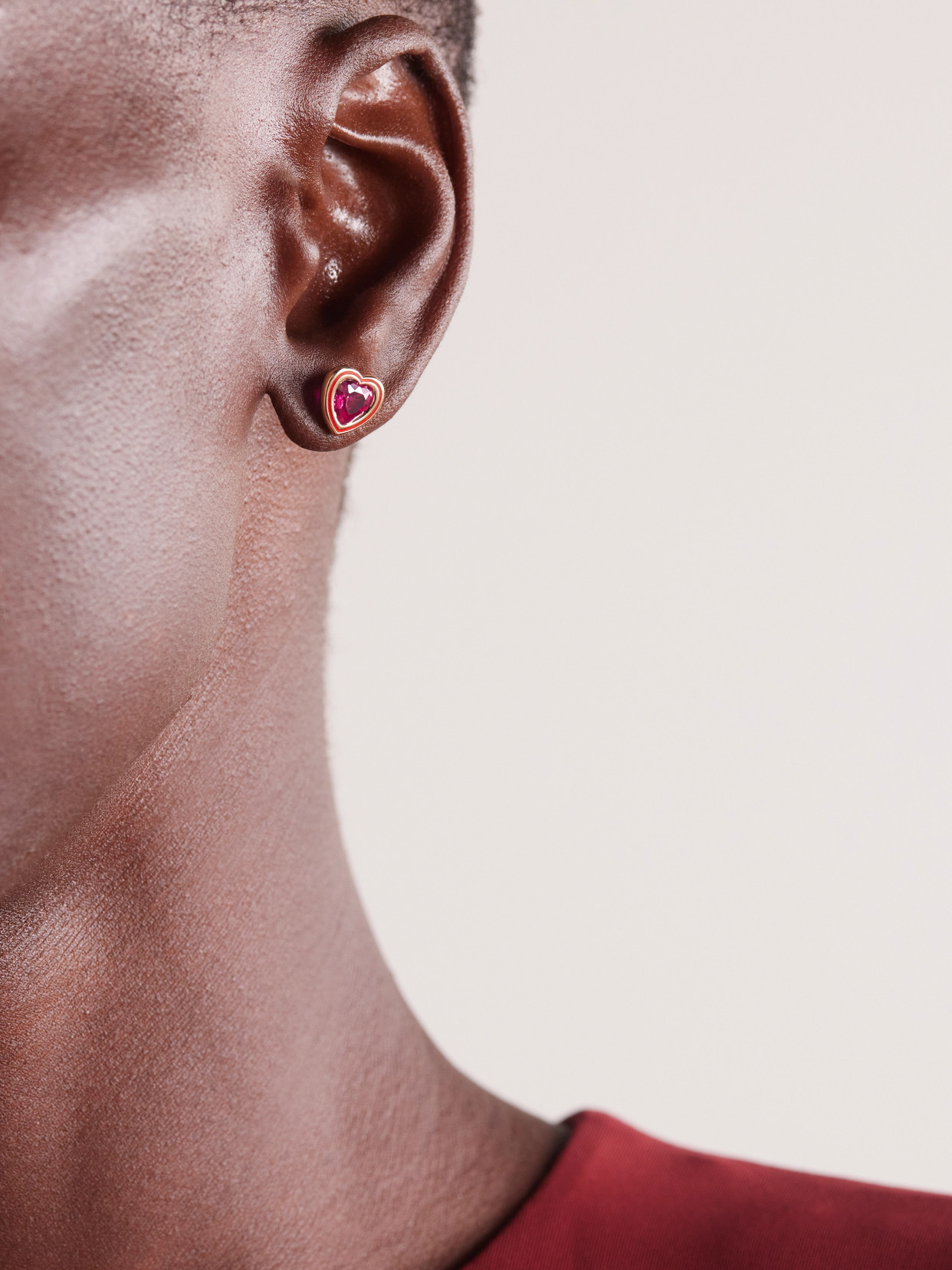 Alison Lou Madison 14-karat Gold, Laboratory-grown Ruby And Enamel Earrings In Red