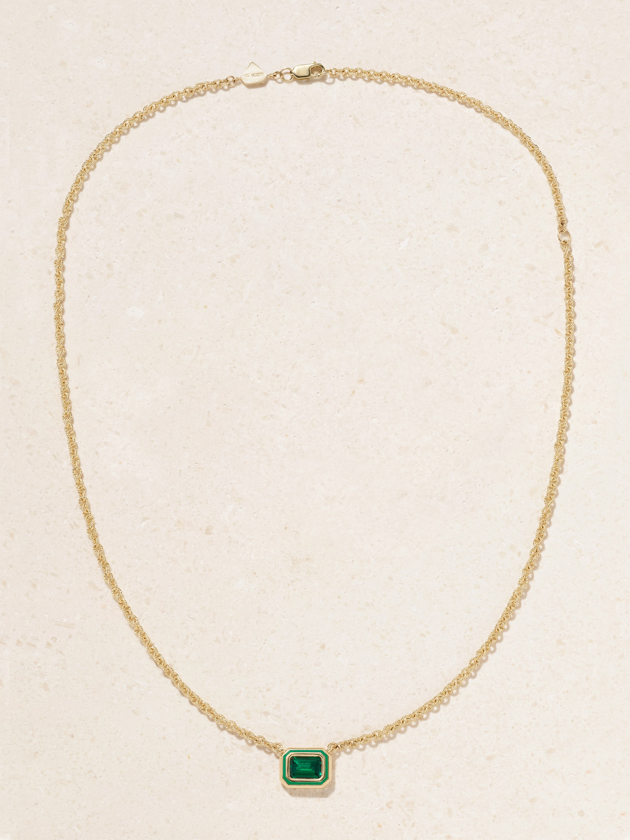 Alison Lou Madison 14-karat Gold, Emerald And Enamel Necklace In Green