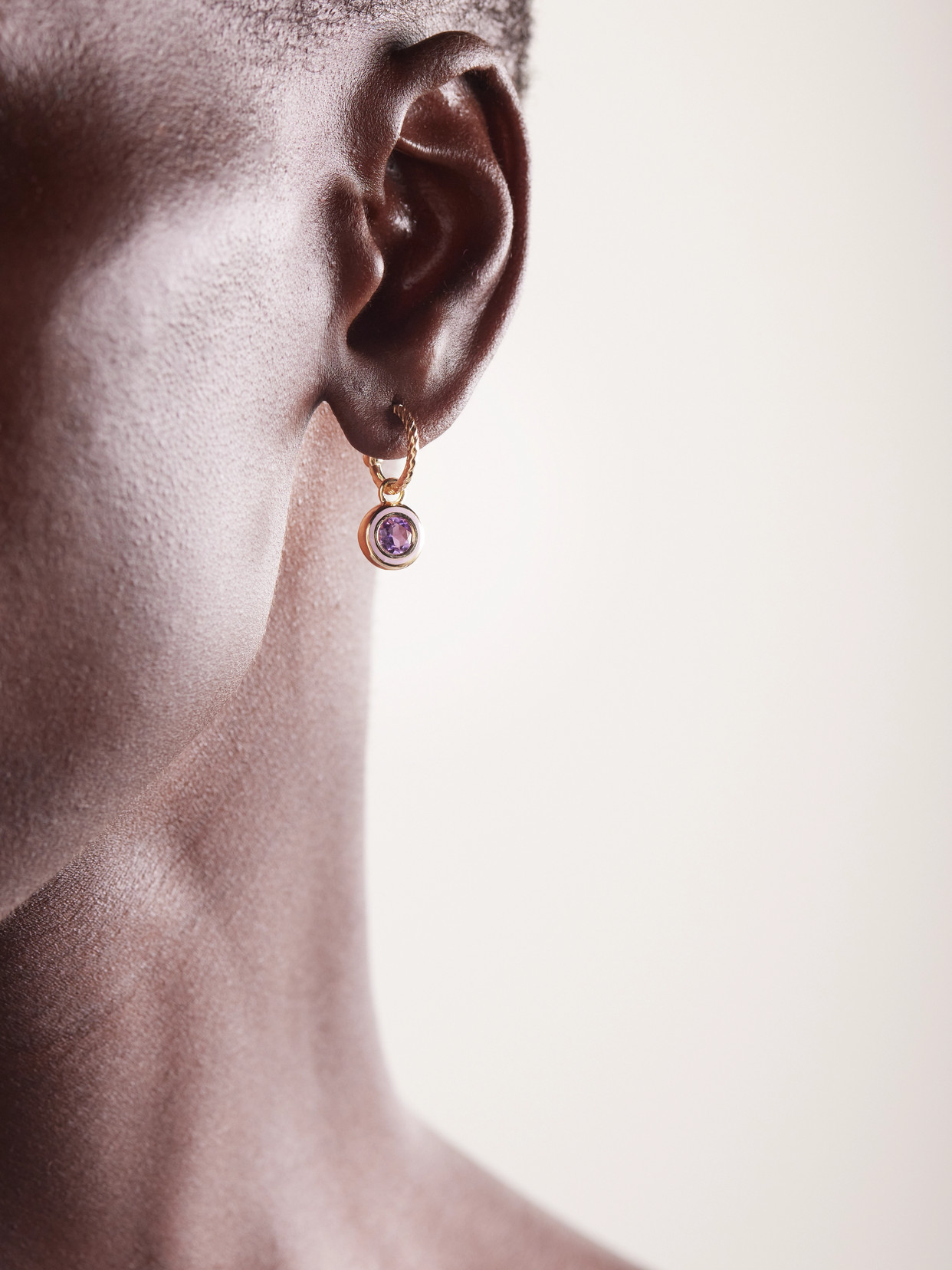 Alison Lou Madison 14-karat Gold, Laboratory-grown Amethyst And Enamel Earrings In Purple