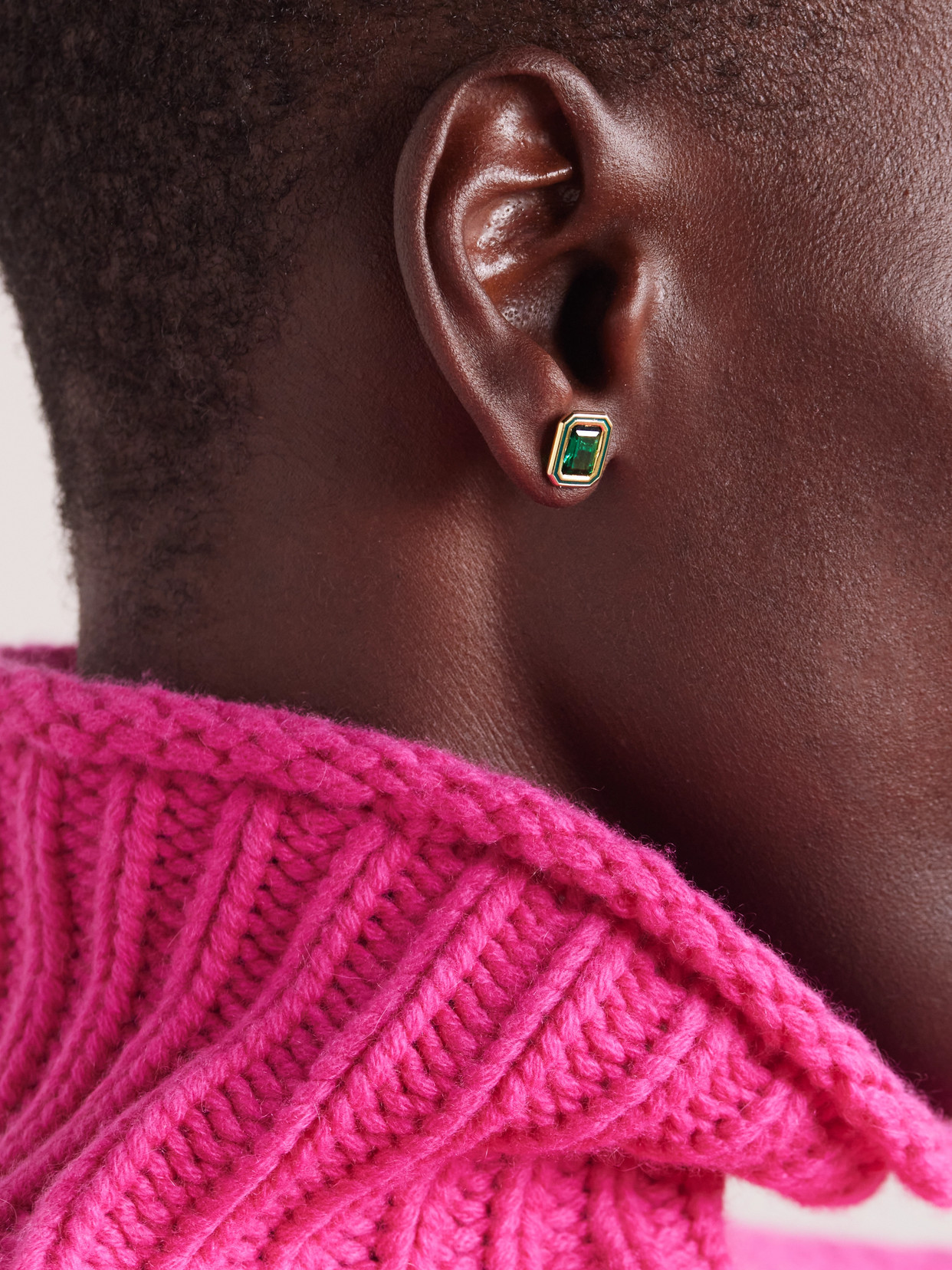 Shop Alison Lou Madison 14-karat Gold, Laboratory-grown Emerald And Enamel Earrings In Green