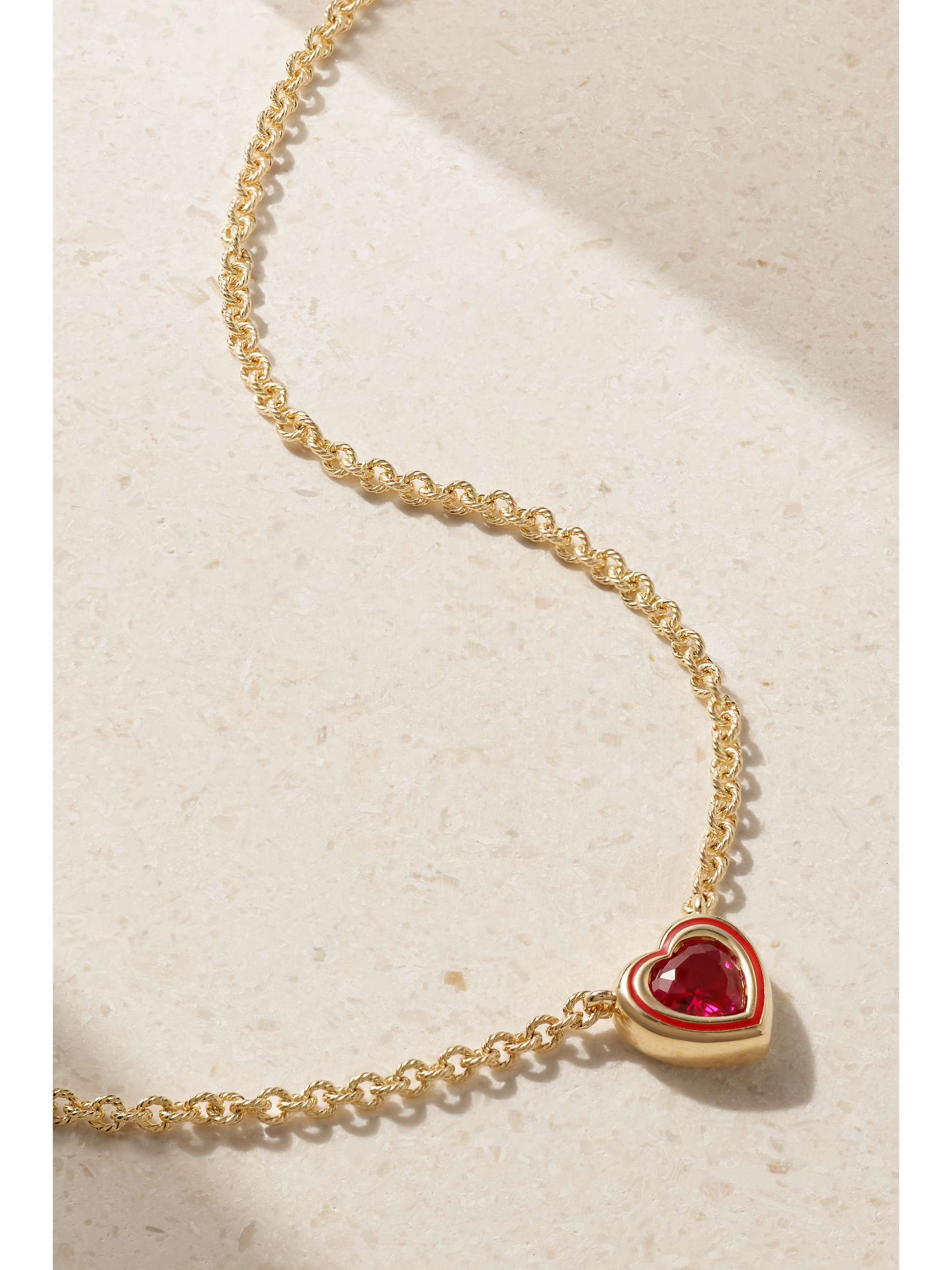 ALISON LOU Madison 14-karat gold, ruby and enamel necklace | NET-A-PORTER