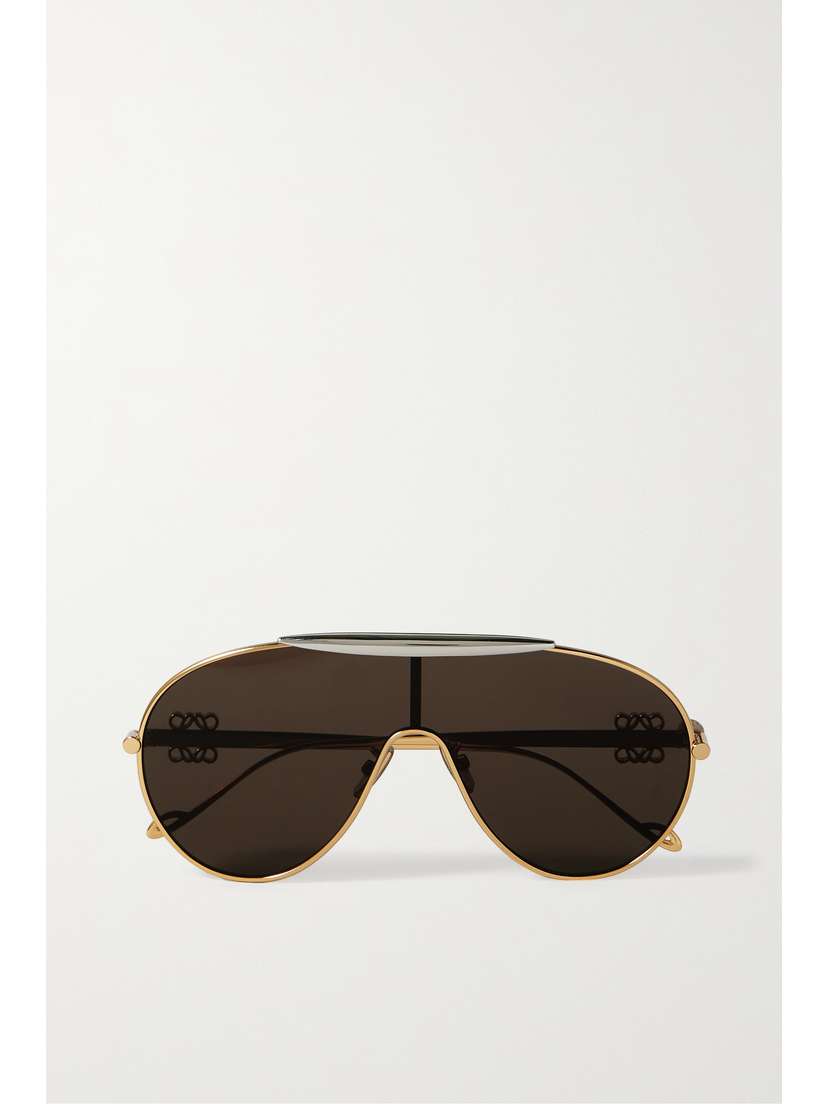 Loewe Spoiler Oversized Aviator-style Gold- And Silver-tone Sunglasses