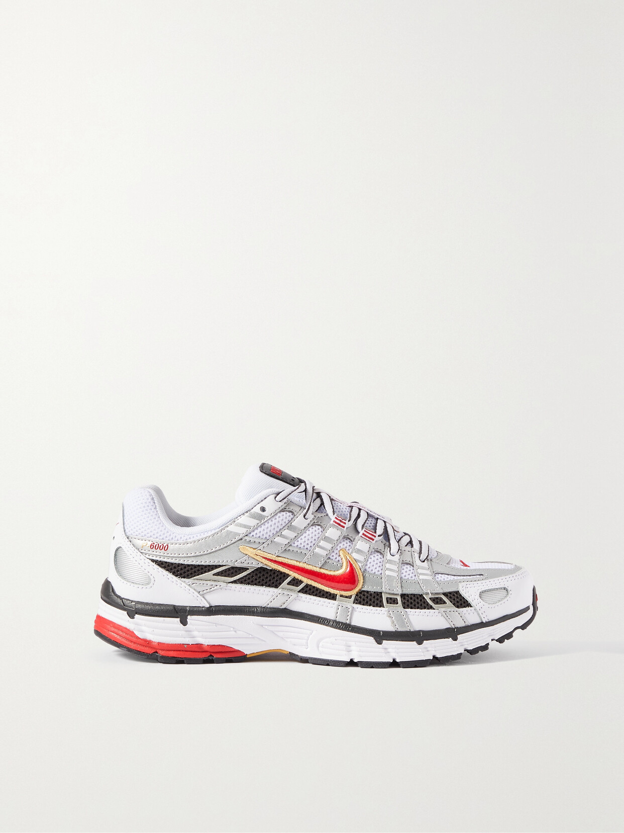 NIKE P-6000 RUBBER-TRIMMED LEATHER AND MESH SNEAKERS