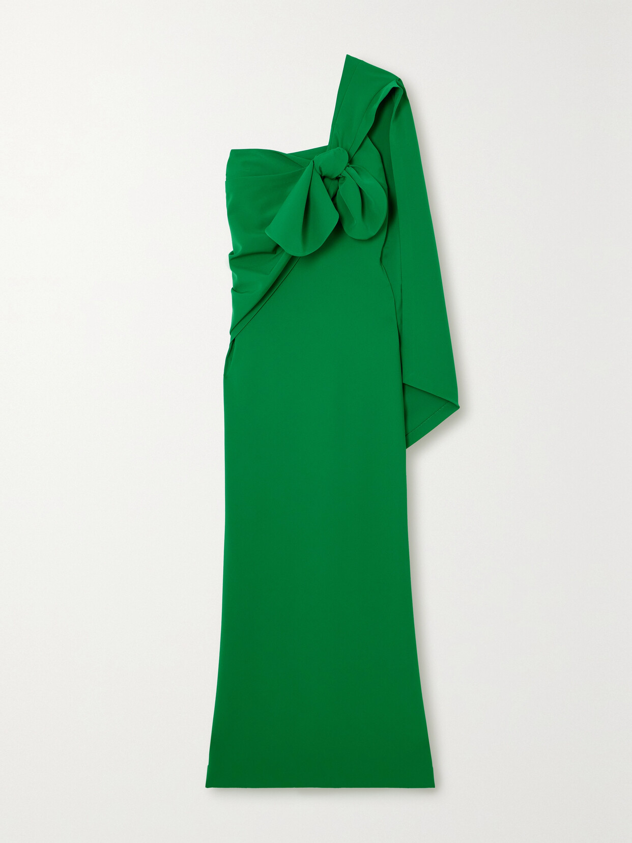 Bernadette Maria Layered Bow-detailed Cady Gown In Green