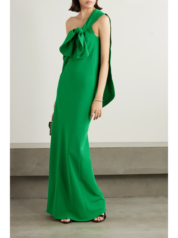 Bernadette Maria layered bow-detailed cady gown