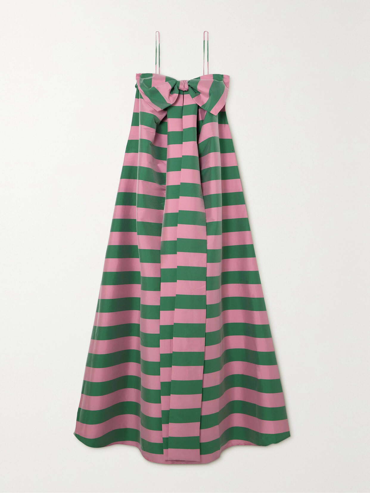 BERNADETTE - Estelle Bow-detailed Striped Taffeta Gown - Pink